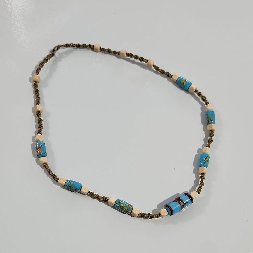 Elegant Blue and Brown Beaded Necklace
